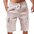 thumbnail image 2 of Mens Shorts Casual Elastic Waist Drawstring Lightweight Summer Beach Cargo Shorts Pink 3XL, 2 of 5