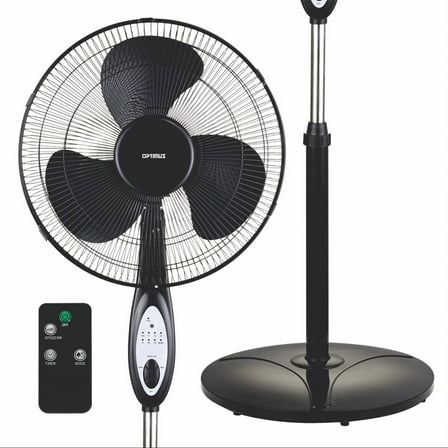 Optimus F-1872BK 18 Inch Adjustable Height Oscillating Pedestal Fan, Black