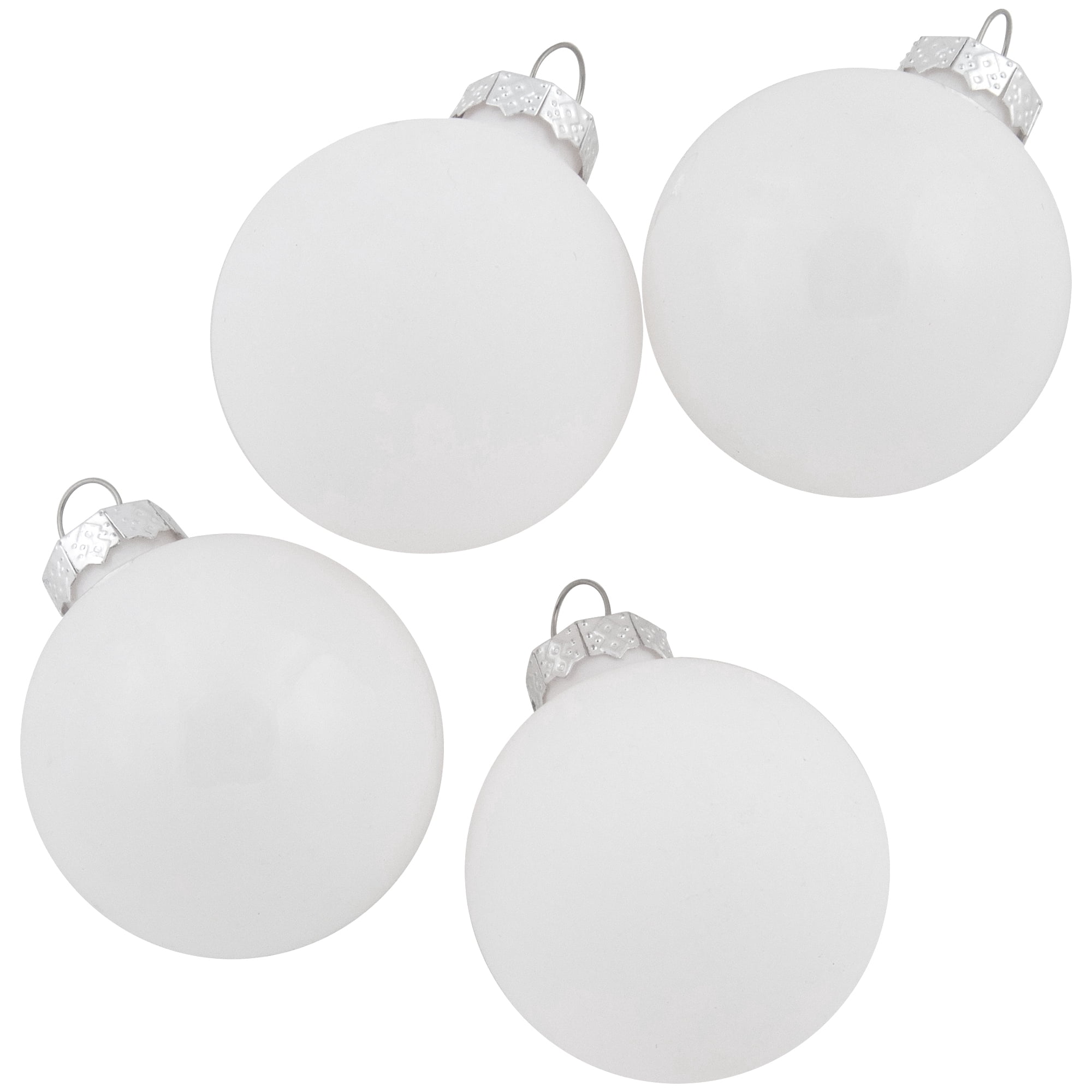 10-Piece Shiny and Matte Silver White Glass Ball Christmas Ornament Set 1.75" (45mm)