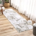thumbnail image 4 of CAROMIO Modern Runner Rug Abstract Rug Chenille Indoor Carpet Contemporary Distressed Floor Cover for Living Room Bedroom, 2' x 6' Brown, 4 of 7