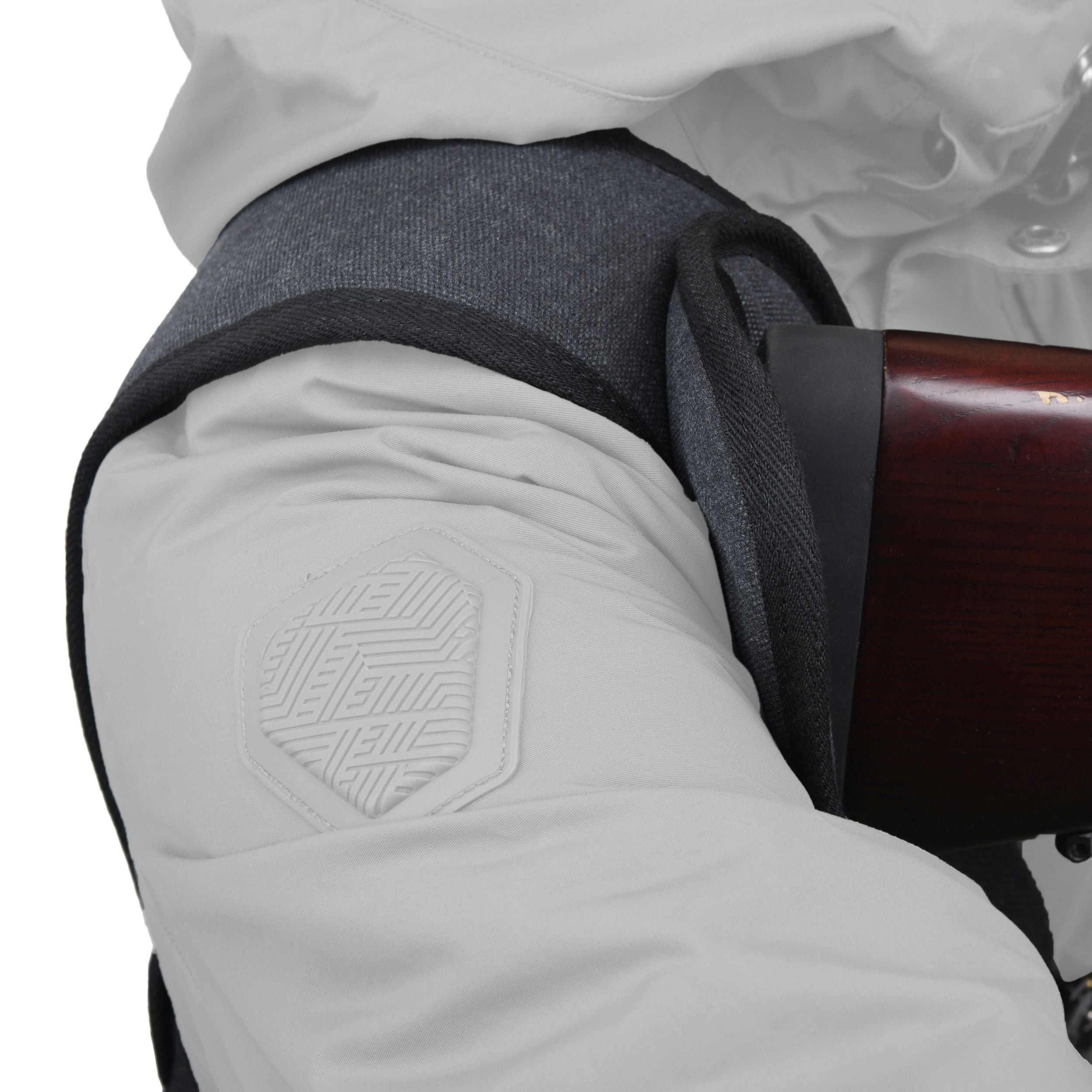 Black Canvas Leather Shooting Right Shoulder Recoil Pad , Shoulder Shield Protection for Right Chest