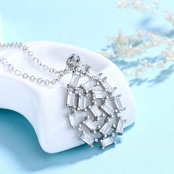 Amy and Annette Sterling Silver Water Drop Swarovski Crystal Baguette Cut Bracelet, Silver (1 Pack)