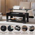 thumbnail image 6 of Alden Design Modern 39" Wood Lift Top Coffee Table with Lower Shelf for Living room, Black, 6 of 10