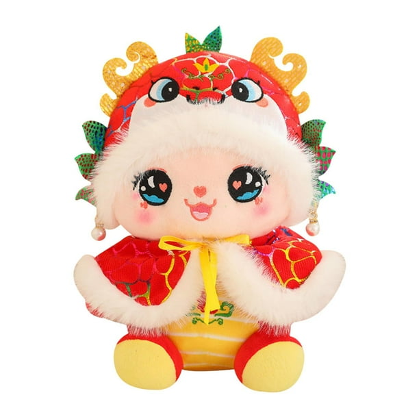 Peluche de serpiente chino 2024, muñeco de peluche de serpiente de peluche para decoración, muñeco de serpiente de año Nuevo para suministros de Rojo