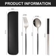 thumbnail image 2 of 2 stainless steel travel camping tableware set fork spoon chopsticks with portable box, 2 of 5