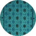 thumbnail image 1 of Ahgly Company Machine Washable Indoor Round Abstract Turquoise Blue Modern Area Rugs, 8' Round, 1 of 4