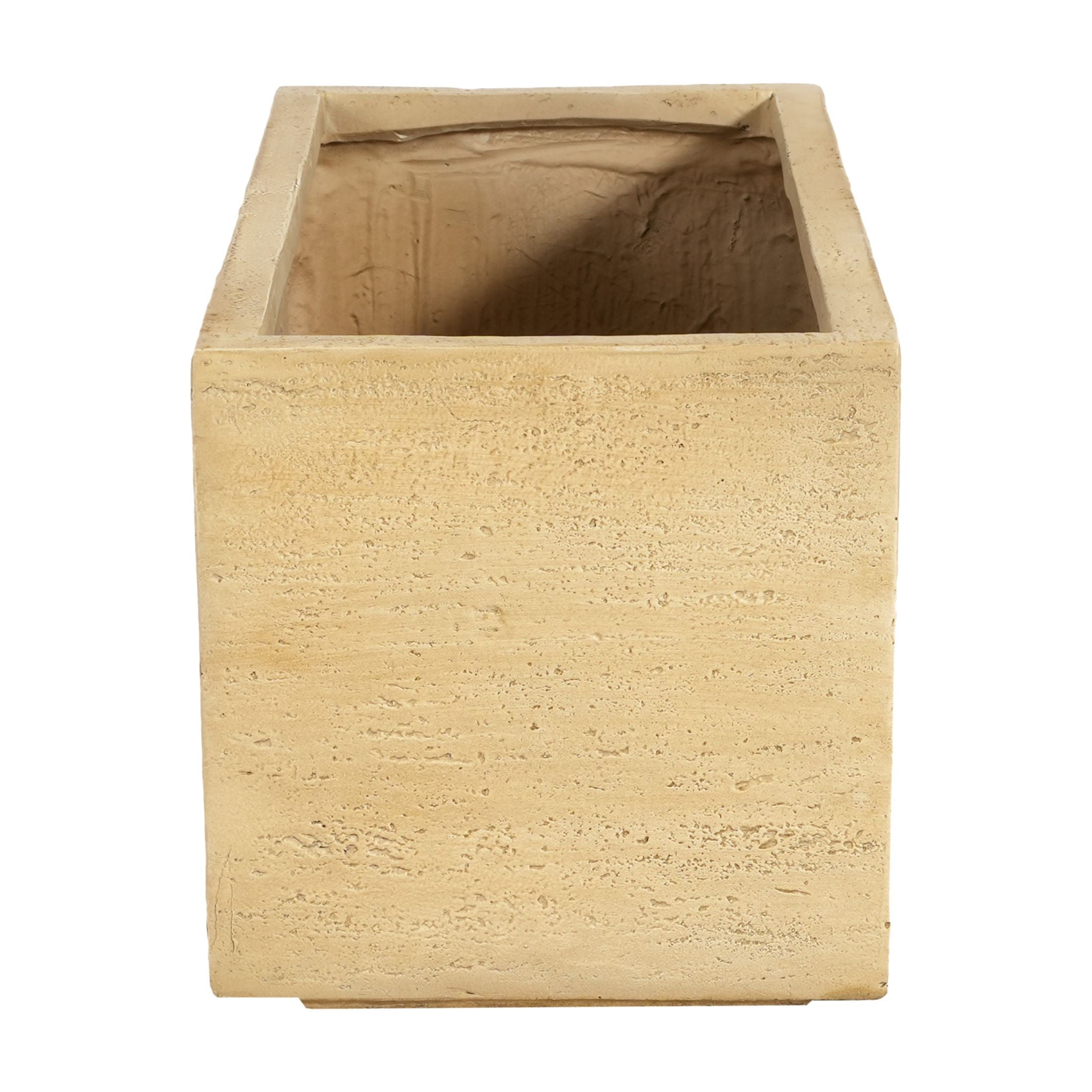 Christopher Knight Home 31.25" Handmade MGO Rectangular Planter Box with Drainage Hole, Travertine Beige, Set of 2