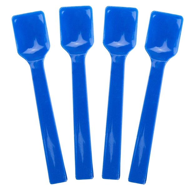 [25 Count] Blue Plastic Gelato Tasting Spoons 4 in. Mini Disposable