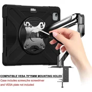 Case for iPad Air 13 inch M4 2026 M3 2025 M2 2024, iPad Pro 12.9 inch 6th 5th 4th 3rd Gen Shockproof Cover with Stand & Pencil Holder & VESA Mounting Holes 75mm * 75mm