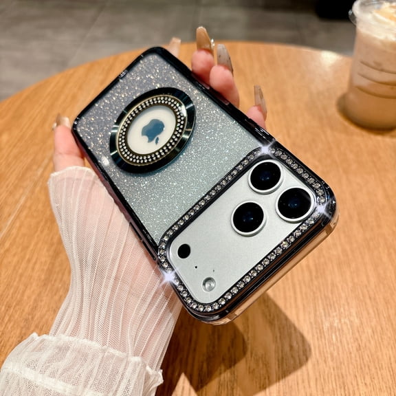 Case for iPhone 17 Pro Max, Glitter Diamond Shockproof Protective Ultra Slim Lightweight Plating Phone Case Cover for Women Girls for iPhone 17 Pro Max, Black