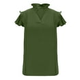 thumbnail image 5 of UQJfacai Womens Summer T-Shirt Ruffle Short Sleeve Notched V Neck Shirts Trendy Pleated Loose Dressy Casual Tunic Tops S-2XL, 5 of 7