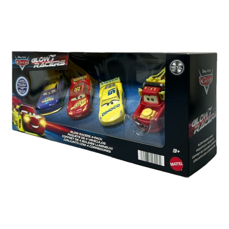 Disney Pixar Cars Glow Racers Diecast Vehicles 4pk - Lightning