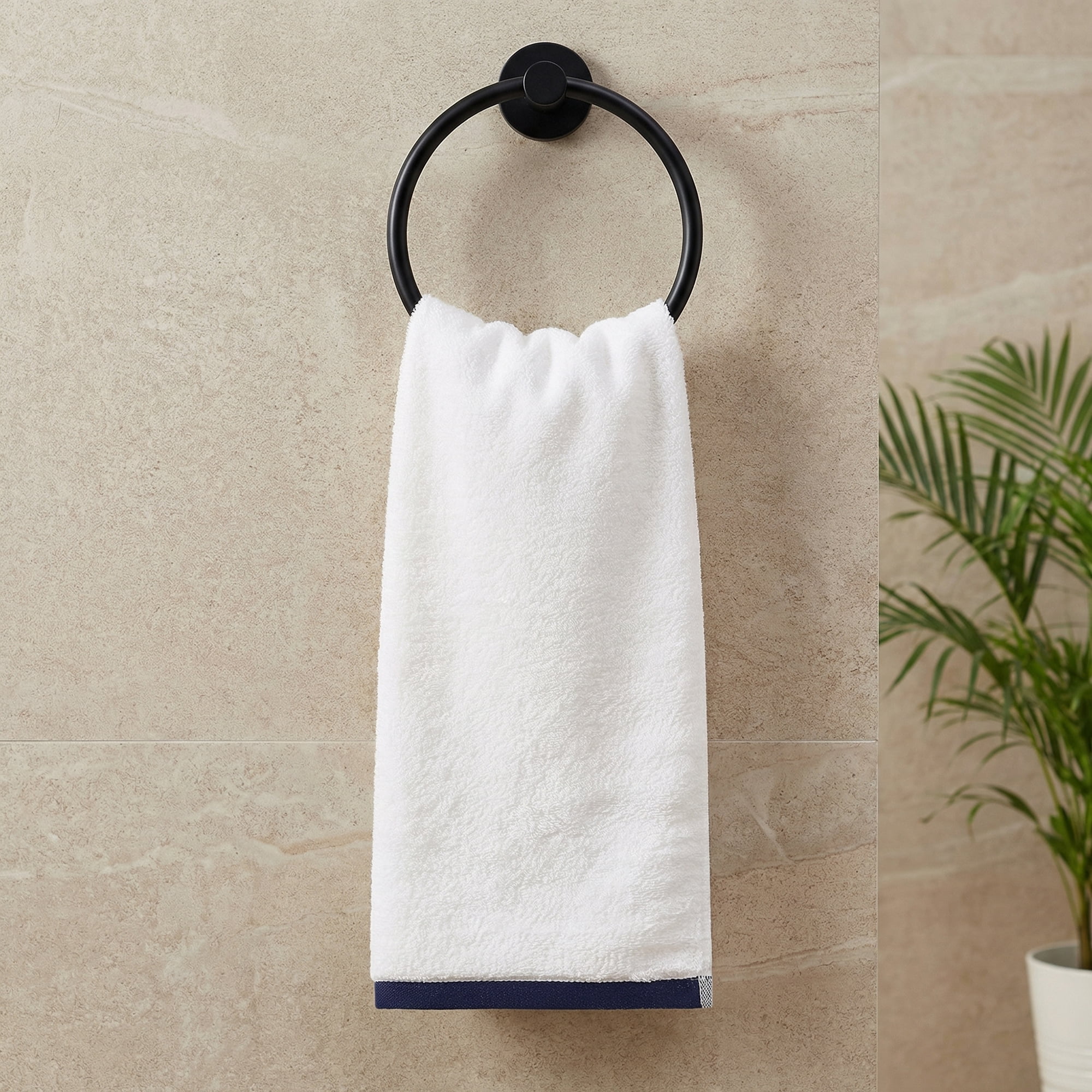 Unique Bargains Cotton Solid Absorbent Durable Soft Hand Towels White 29" x 13"