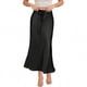 thumbnail image 1 of Women's Drawstring Satin Maxi Skirt High Waist Silk A Line Flowy Long Skirts, 1 of 5