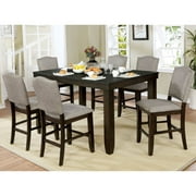 Furniture of America Davenport Transitional Walnut Wood 7-Piece Counter Height Dining Set by