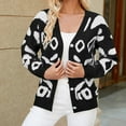 thumbnail image 2 of Cardigan pour Femmes Imprimé Léopard Automne Hiver Bouton devant Col en V Long, 2 of 4