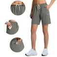 thumbnail image 6 of YUGYXL Womens Cargo Shorts Elastic Waist Hiking Shorts with Zipper Pockets Drawstring Lightweight Shorts Vacation Pants Gray S, 6 of 9