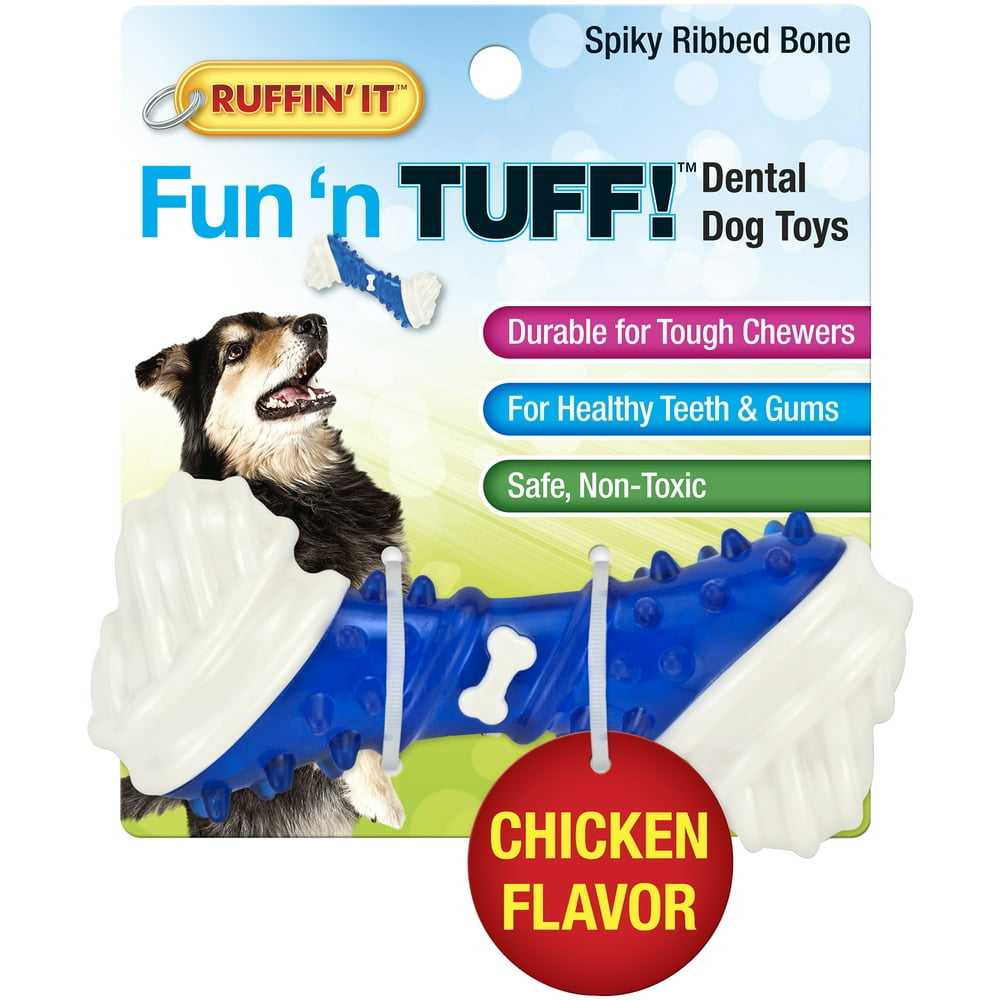 Fun 'n Tuff Spiky Ribbed Bone Dog Toy