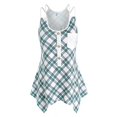 thumbnail image 1 of Tapa sin mangas de pañuelo de bolsillo a cuadros Rosegal  Camisetas sin mangas de talla grande, 1 of 5