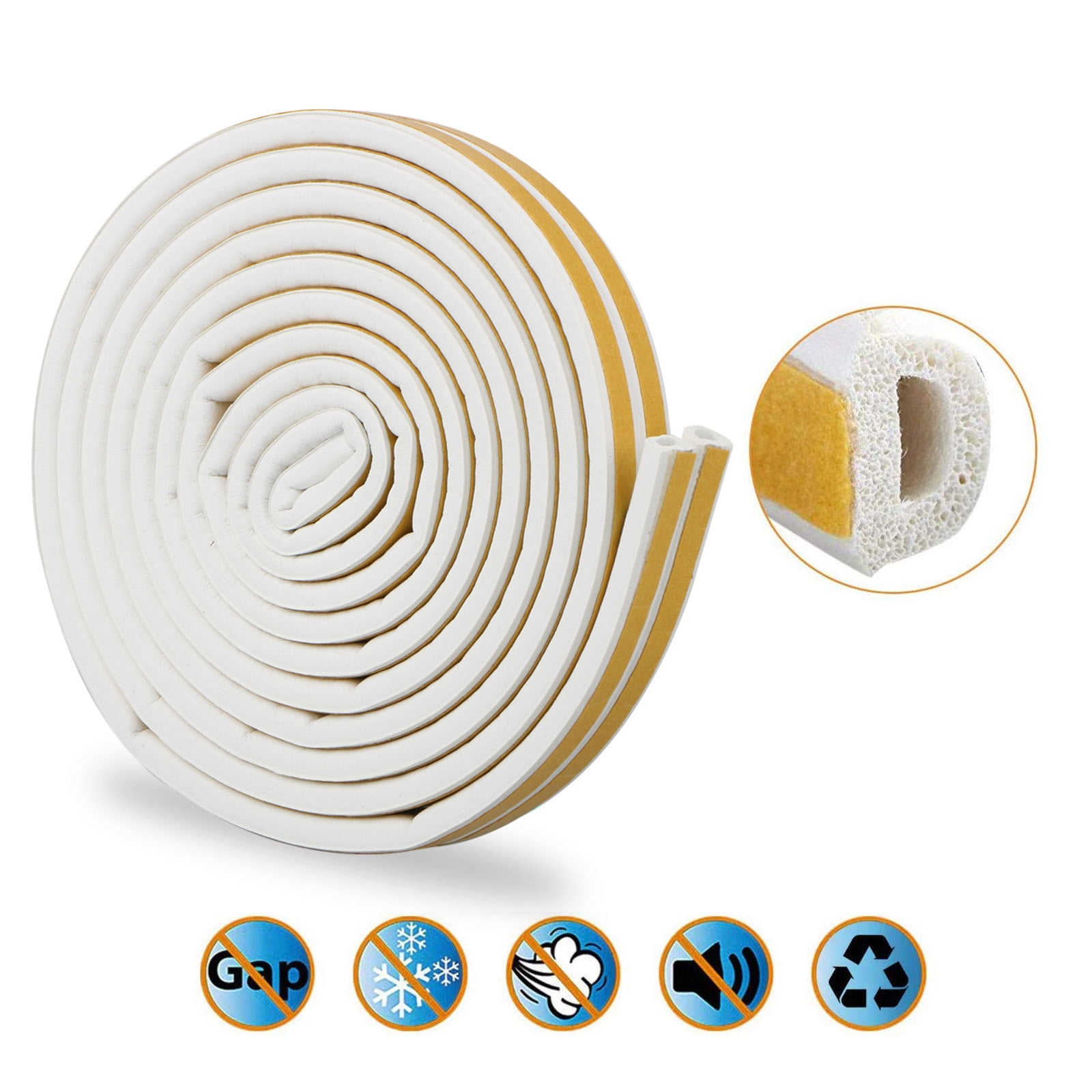 5M Rubber Seal Weather Strip Foam Sticky Tape Door Window Draught