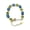 Blue, variant on Woman Cabochon Link Bracelet, Gold-Tone with Green Crystal Heart Accents, Adjustable Chain
