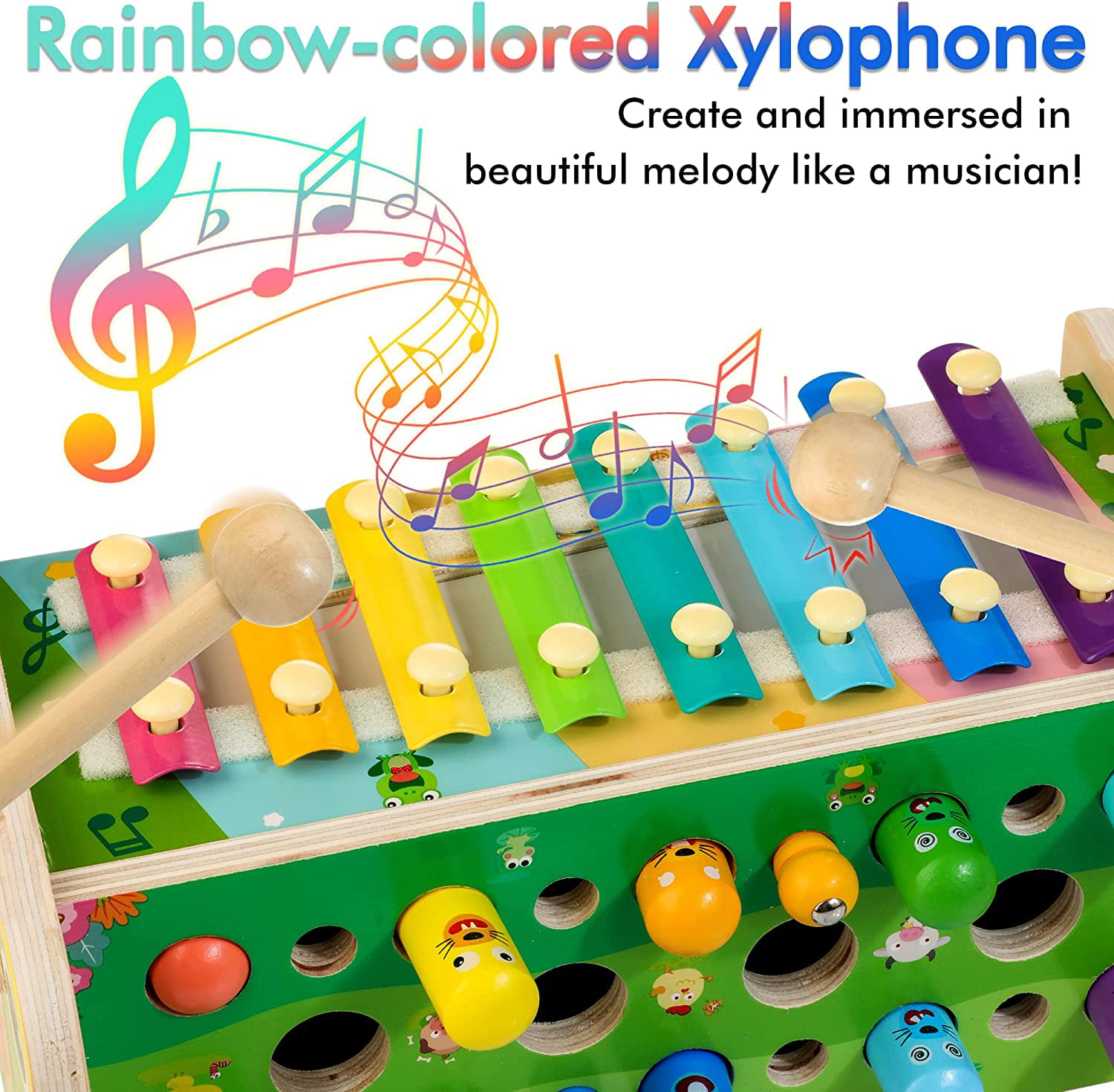 Baby Products Online - 7 Percussion Hammer Wooden Toys Montessori  Educational Fishing Game Xylophone Baby Toy for 3 Year Old Sensory  Developmental Fine Motor Toy Toddler Activities Age 1-2 2-4 Gift - Kideno