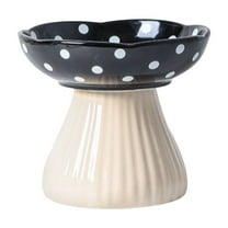 Mushroom Raised Cat Bowl, Cute Polka Dot Safety Ceramic Elevated Cat Bowl. Food Water Bowls for Cat, Small Dog.