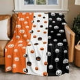 thumbnail image 4 of Halloween Throw Blankets, Haunted Pumpkins Pattern Soft Fleece Blanket Decorative for Home Sofa Couch Chair Living Bedroom, 50x60 inches, Orange Black White, 4 of 9