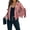 Pink, variant on Women's White Suede Fringe Jacket Long Sleeve Slim Faux Leather Boyfriend Cropped Top with Tassles