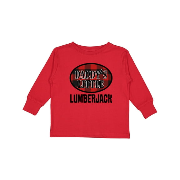 Inktastic Daddy Little Lumberjack Plaid Boys Long Sleeve Toddler T-Shirt