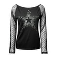 thumbnail image 3 of TSADFHJI Hauts de Vacances pour Femmes Grande Taille Léger Chandail Aguichant Manches Longues Design en Filet Rhinestine Col Rond Automne Hiver Décontracté Chemisier à Bretelles pour Fête m Noir, 3 of 5