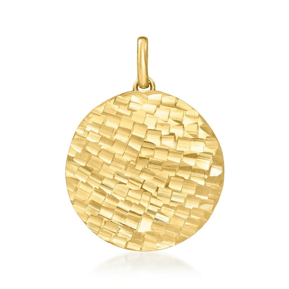 Ross-Simons Italian 14kt Yellow Gold Square-Pattern  Circle Pendant, Women's, Adult