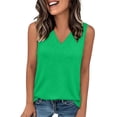 thumbnail image 2 of Yuanlong Womens T-Shirts V Neck Solid Color Sleeveless Top Soft Breathable Loose Casual Daily Minimal Summer Basic Tee Top, 2 of 5