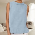 thumbnail image 2 of YUEHUA Women's Linen Blend Sleeveless Top, Rolled Neck Tank Blouse, Loose Fit Breathable Casual Summer Shirt for Office & Daily Wear, 2 of 6