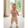 thumbnail image 6 of BemeyourBBs Newborn Baby Girl My First Fathers Day Outfit Baby Girl Summer Clothes Ribbed Romper Letter Embroidery Rose Print Short Sleeve Jumpsuit and Bow Headband 2Pcs Set, 6 of 8