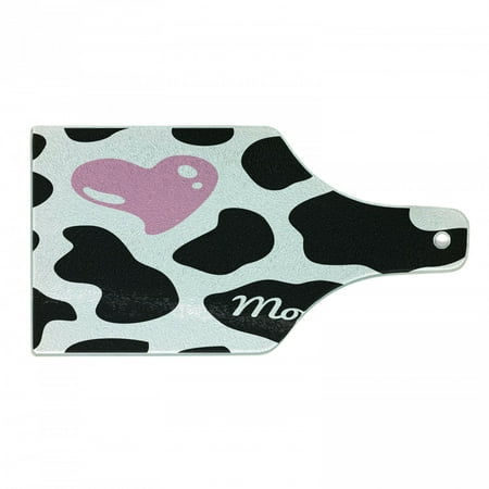 

Cow Print Cutting Board Camouflage Hide Skin Pattern in Pastel Color Shades Heart Shape Moo Decorative Tempered Glass Cutting and Serving Board Wine Bottle Shape Pink Black White by Ambesonne