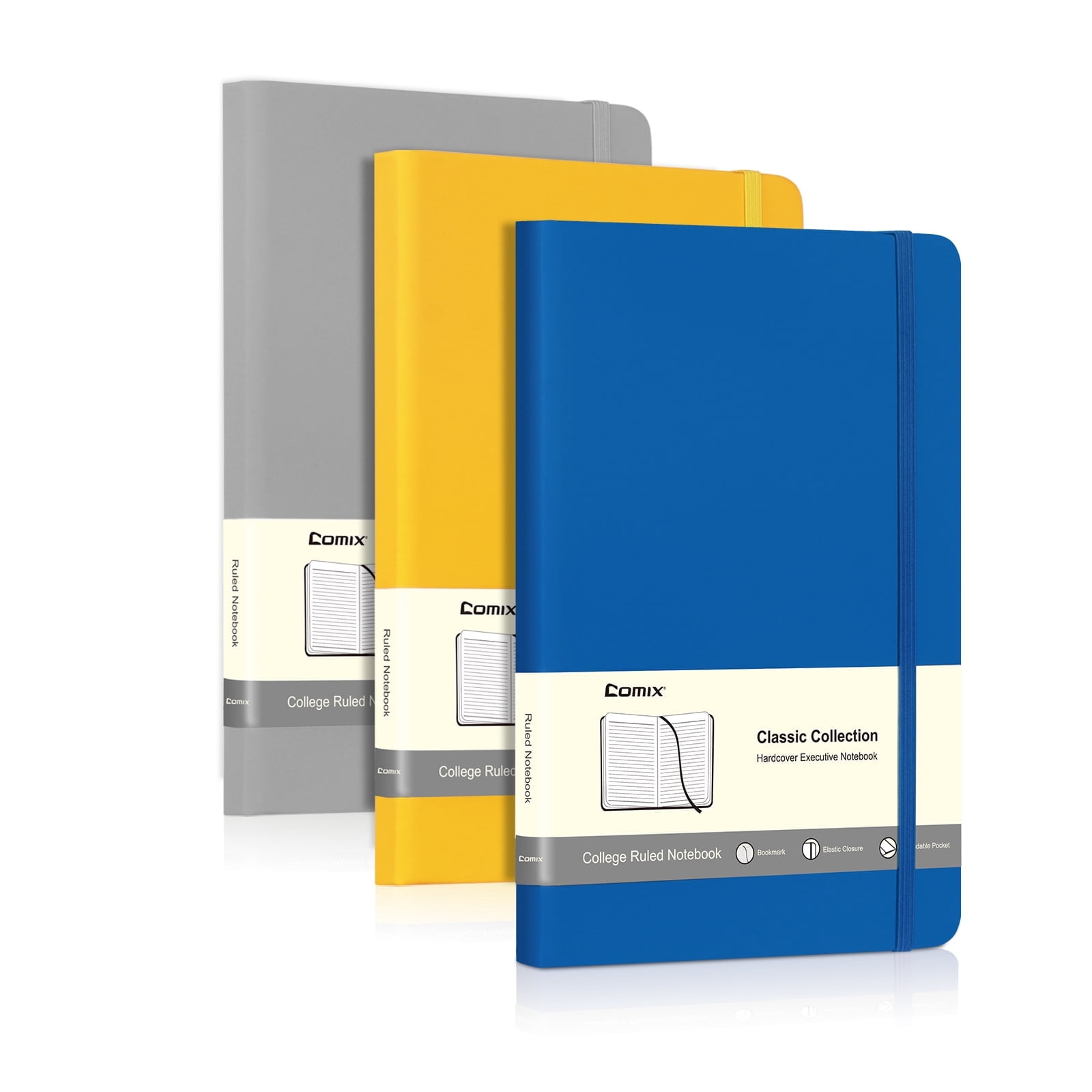 Comix Hardcover Notebooks,Lined Journal for Writing,College Ruled 120 Sheets, 5.4 x 8.3 inch 3-Pack