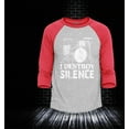 thumbnail image 2 of Shop4Ever Men's I Destroy Silence Drums Drummer  Raglan Baseball Shirt X-Large Heather Grey/Red, 2 of 4