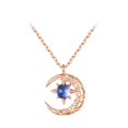 thumbnail image 3 of Collar de plata con diseño de luna y estrellas fugaces para mujer, colgante de cadena de clavícula de diseño simple y moderno, regalo de cumpleaños elegante y lujoso, 3 of 3