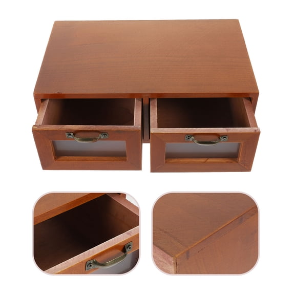 TABLETREANDS Wooden Desk Organizer with Drawers Brown, Multi-Functional Office and Home Storage, 1 Pack