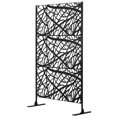 thumbnail image 3 of Spaco 6.5FT Decorative Outdoor Privacy Screen, See-Through Outdoor Divider/Separator with Twisted Branch Motif for Fun Shadows or Climbing Plant Trellis, Fence Panel, Black, 3 of 11