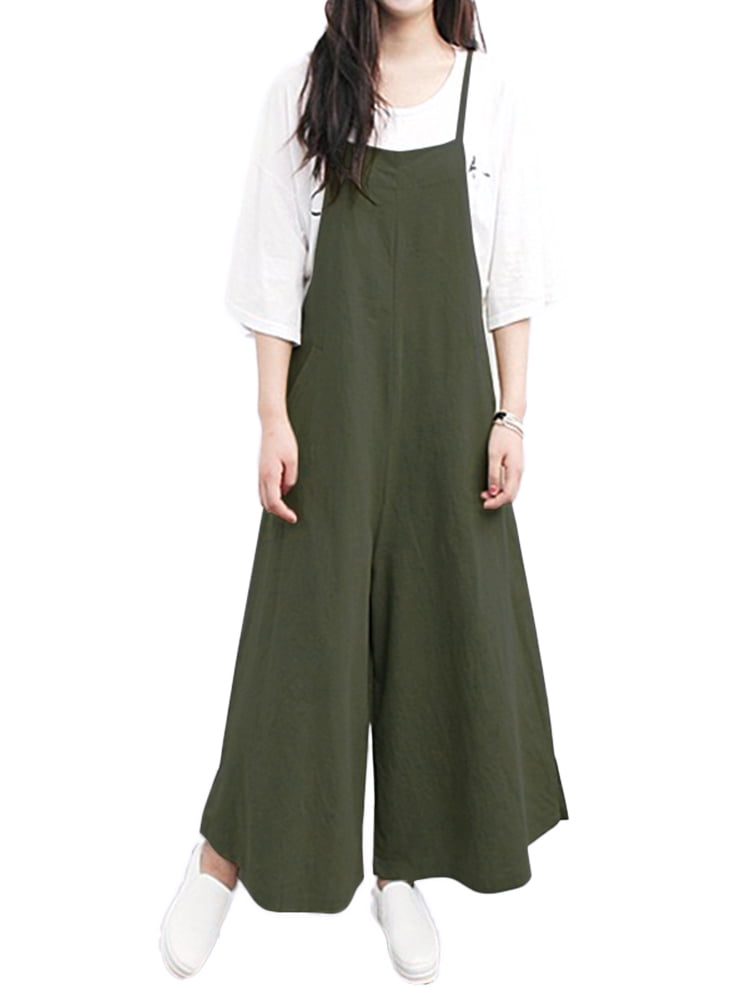 casual loose solid tank jumpsuit