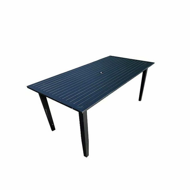 Outdoor Patio Rectangular Slatted Dining Table With Umbrella Hole Walmart Com Walmart Com