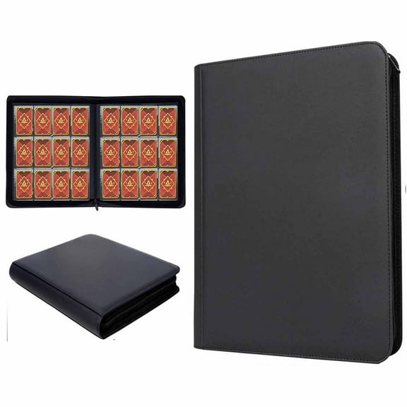 12 Pocket Card Binder, Ringless Side Loading Card Holder Album, Holds 720 Cards - Trading Card Album fit for Standard Size MTG & Sports Cards（Black）