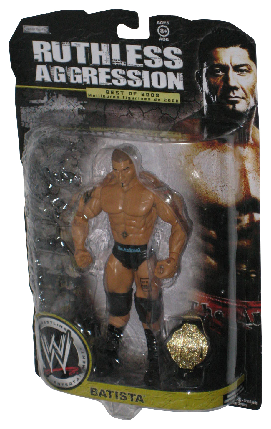 Best　Batista　Jakks　Figure　WWE　w/　Aggression　Pacific　Wrestling　Ruthless　Gold　of　2008　Belt