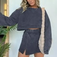 thumbnail image 6 of Washed Hoodie Skirt Set Skirt Sets Women 2 Piece Outfits Mini Sweat Skirt Sets Women 2 Piece Outfits, 6 of 9
