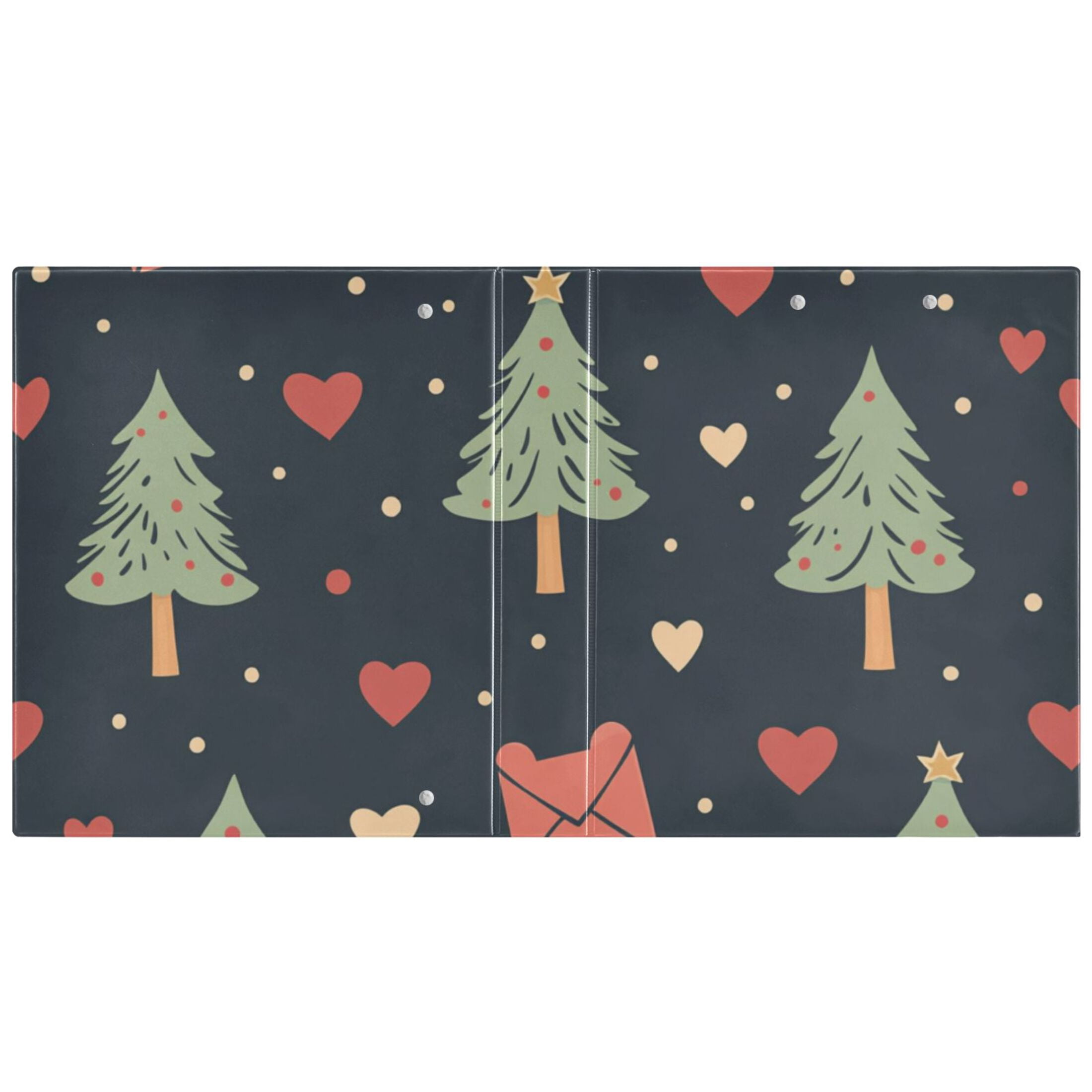 Christmas Pine Trees and Mails 3 Ring Binders 1.5 inch Hardcover File Folders with Interior Pockets A4 Size Organizer for School Office Hospital