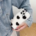 thumbnail image 5 of Feishell for iPhone 13 Cute Fluffy Case with Hearts Pattern, for Women Girls, Luxury Fluffy Furry Plush Soft Flexible Silicone TPU Anti-Drop Shockproof Protective Phone Case,White, 5 of 6