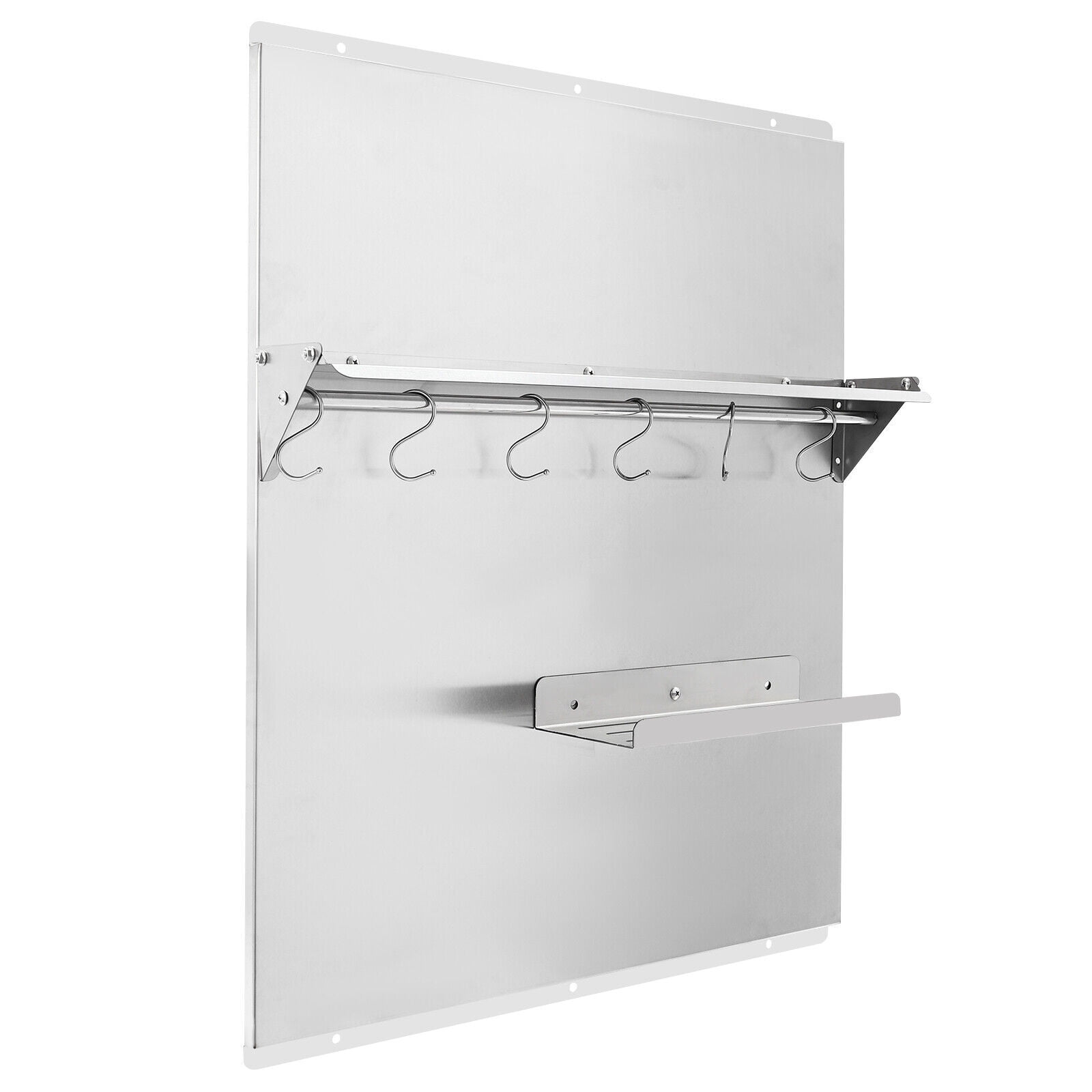 Stainless Steel Range Backsplash with Shelf & Hooks, 24 X 30 Inch Wall Mounted Stove Splatter Guard, Heat Resistant Kitchen Backsplash Panel with Knife Rack
