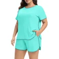 thumbnail image 5 of Cueply Women’s Plus Size Pajama Set Short Sleeve Sleepwear Loungewear 2 Piece Soft Top & Drawstring Shorts with Pockets, 5 of 7
